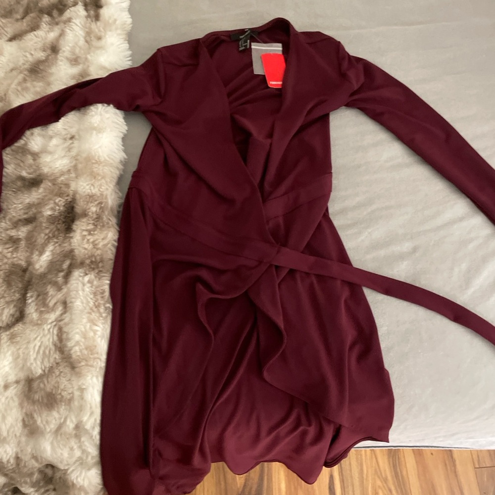 Forever 21 Deep Burgundy Long Sleeve Dress